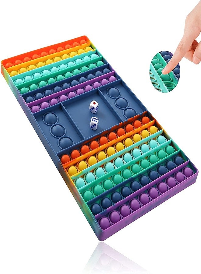 JRT Big Size Push Pop It Fidget Toy || Silicone Rainbow Ludo Board || Popper Fidget Sensory Toys || Stress Relief Figetget Toy || Rainbow Pop it Toy || (Pack of 2 Dice) || - Image 1